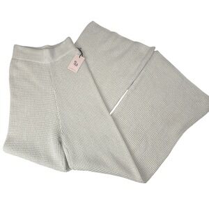 NWT Sincerely Jules Sweater Pants S Waffle Knit Wide Leg Cream S Lounge Soft Gir